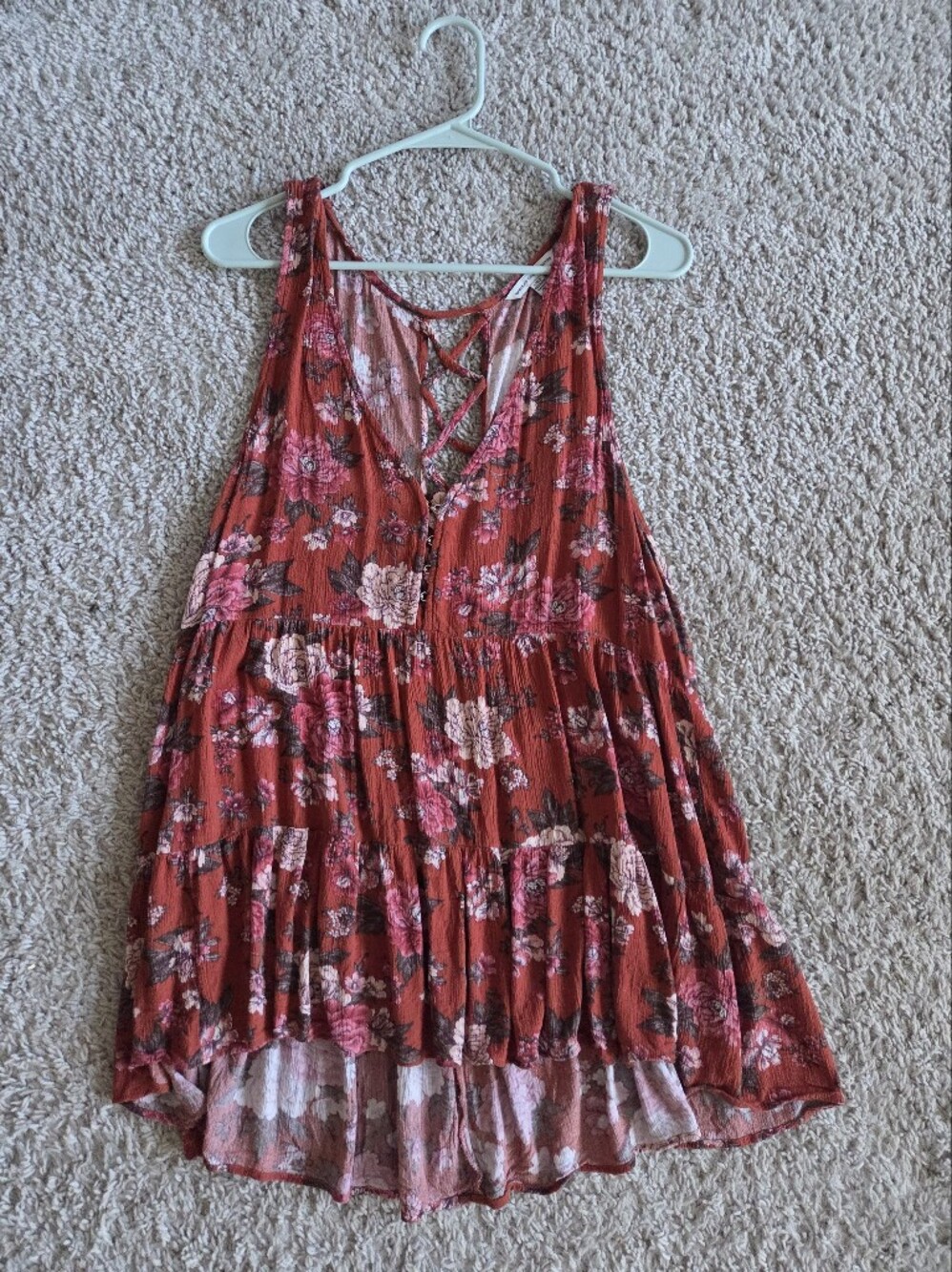 Floral Red Flowy Top